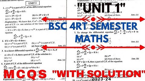 bsc 4rt semester maths most MCQs unit 1| differential equations unit 1 most important mcqs|