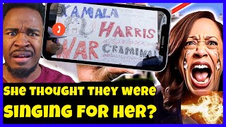 Embarrassing moment Kamala Harris claps along and smiles to protest in Puerto Rico