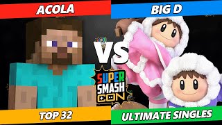 SSC 2023 Top 32 - acola (Steve) Vs. Big D (Ice Climbers) Smash Ultimate Tournament