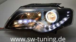 Für VW Passat B6 3C 03.05-10 LED Tagfahrlicht Scheinwerfer schwarz