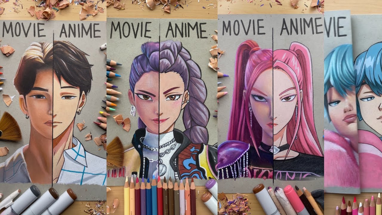 MOVIE VS ANIME - Draw All K-pop Demon Hunters Characters Compilation 