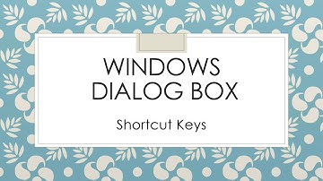 Windows Dialogbox Shortcuts | Windows 7 | Shortcuts | Bharani Viji | English