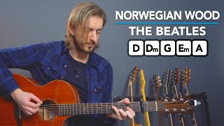 The Beatles NORWEGIAN WOOD Guitar Lesson 3 Levels of Difficulty