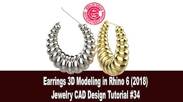 Earrings 3D Modeling in Rhino 6 (2018)- Jewelry CAD Design Tutorial #34