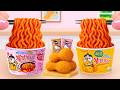 How To Cook Miniature Fire Noodles with Extra Crispy Chicken Drumstick, Cheese Dip by Tony Mini Food