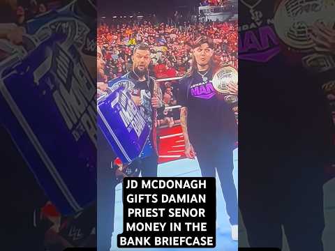 JD MCDONAGH GIFTS DAMIAN PRIEST SENOR MONEY IN THE BANK BRIEFCASE #wweraw
