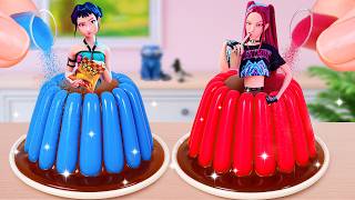 Kpop Demon Hunters Cake🎤Zoey Blue vs Mira Red Jelly Cake Battle 💙❤️ Amazing Mini Cake Decorating