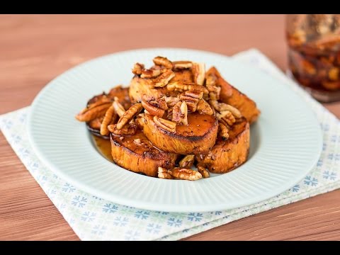 Roasted Sweet Potatoes with Maple Pecan Glaze