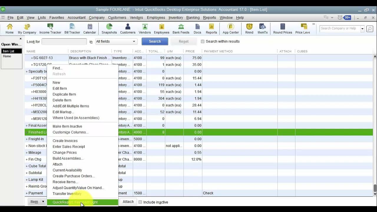 QuickBooks Assembly, Groups, BOMS, and Sales Orders 2017 YouTube