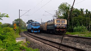Blue vs Classic Indian Train Crossing on Curved Track | Amazing Rail Action 2026