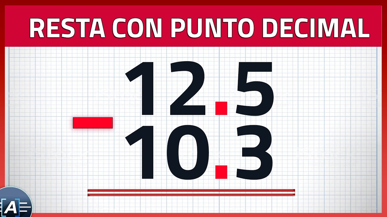 RESTA con PUNTO DECIMAL | Ejemplo 1 (Para principiantes) - YouTube