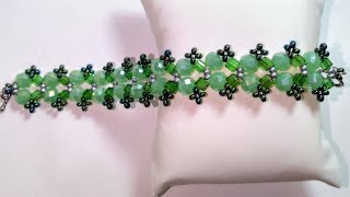Beaded bracelet / Браслет из кристалла  и бисера / Kristal ve kum boncuklu bileklik /