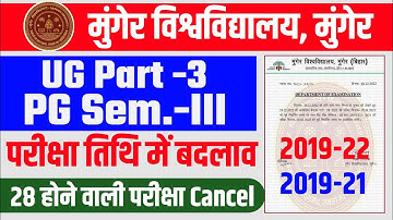 Munger University UG Part-3 (2019-22) & PG Sem.III (2019-21) Exam Date Extend परीक्षा तिथि विस्तारित