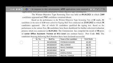 JOA Trainee w-3 Level Result Declared By HPSSC Hamirpur Post code 843 @Mr.BalakRamOfficialYTChannel