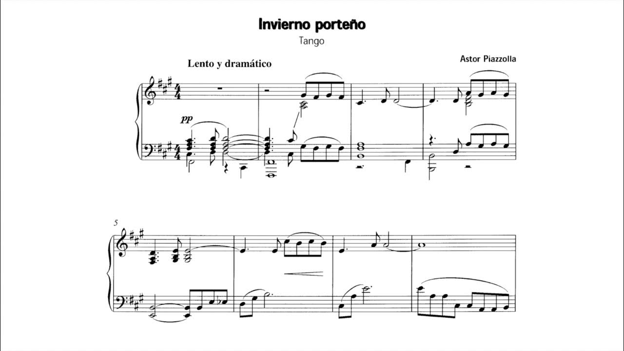 Astor Piazzolla: Tango "Invierno porteño" for piano (with score) Astor Piazzolla: Tango "Invierno porteño" for piano (with score)