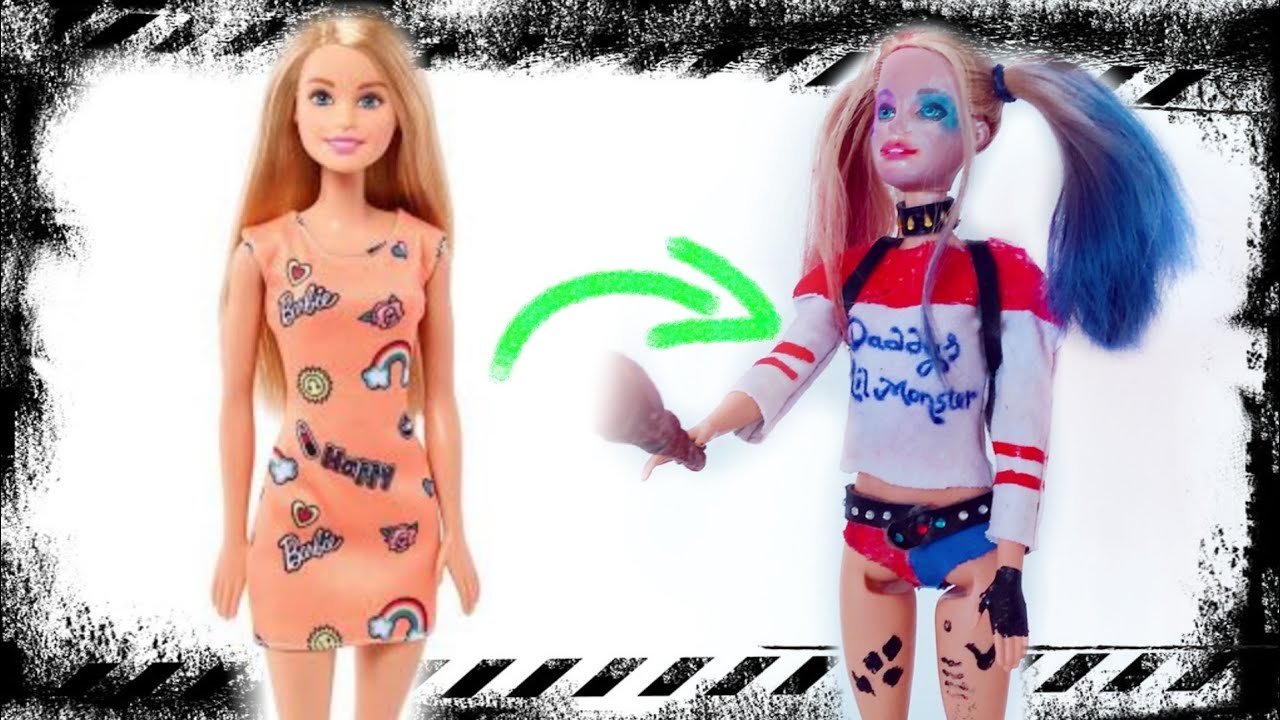 Fazendo roupas pra Barbie inspirado na Arlequina (Harley Quinn) - Figurino  de Boneca #2 