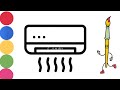 How to draw air conditioner how to color ac easy drawing tutorial kids tutorial for ac making