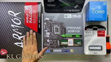 intel Core i3 12100F ASUS PRIME H610M-K D4 msi AMD RADEON RX6600 ARMOR Gaming PC Build