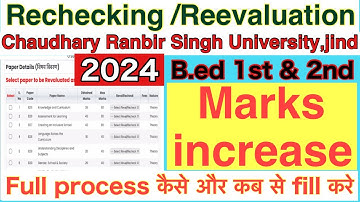 Crsu b.ed 2nd year reevaluation/rechacking form how to fill full process