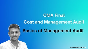 Basics of Management Audit | CMA final Cost Audit Classes | Syallbus 2022 & 2016