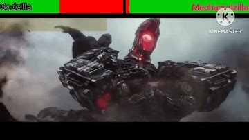 Godzilla and Kong vs Mechagodzilla with healthbars / Final Town Fight