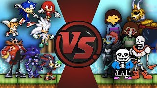 SONIC vs UNDERTALE TOTAL WAR (Sonic vs Sans, Papyrus, Chara, Frisk & More) Undertale AnimationRewind