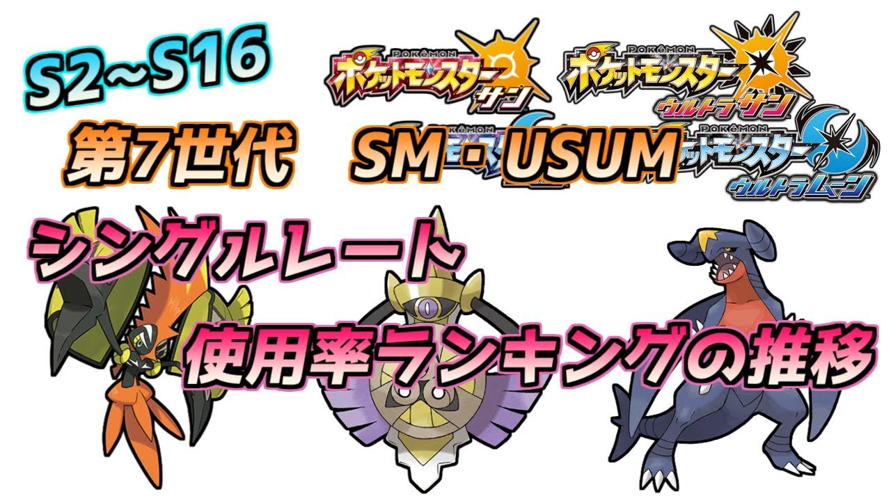 ポケモンusum 第7世代 シングルレート 使用率ランキングの推移 Pokemon Youtube