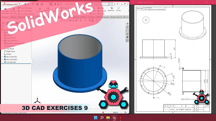 SolidWorks | 3D CAD EXERCISES 9 | StudyCadCam | Solution Tutorial |