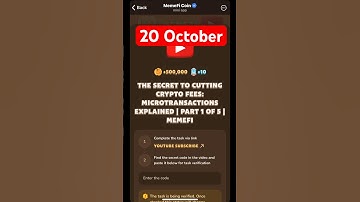 MemeFi YouTube video code today 20 October | MemeFi YouTube video secret code today | #crypto
