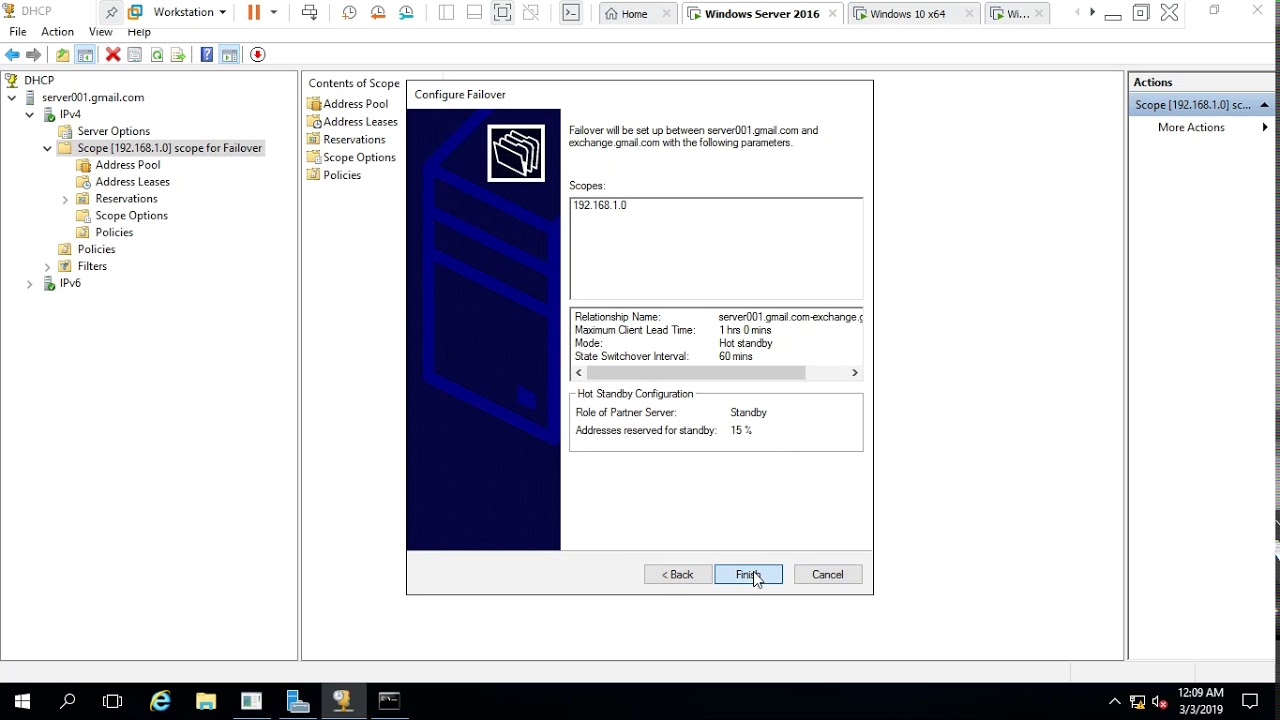 How to configure DHCP Failover on WIndows server 2016 in Hindi - YouTube