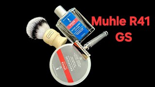 Muhle R41 Gs Safety Razor. Speick Shaving Soap And Splash. Topaz Blade.