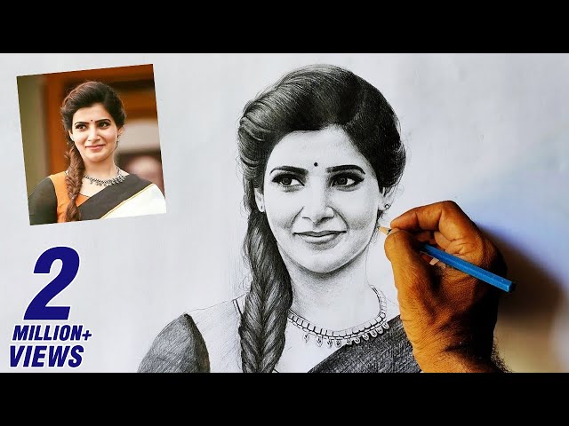 Samantha drawing step by step easy | how to draw Samantha face step by step  easy |Grid Method|Part-1 - YouTube