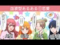 【漫画】血液型別恋愛あるある!あなたは当てはまる?【性格診断】