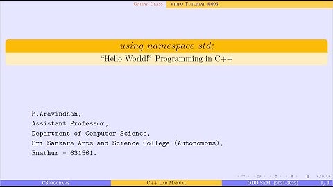 using namespace std | Hello World! | #C++ | #Demo Program 3