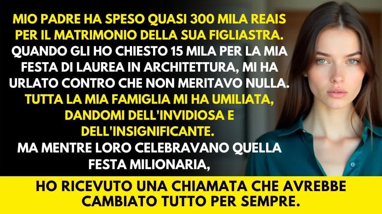 Mio padre ha speso 287 mila per le nozze della figliastra e mi ha negato 15 mila per la laurea!