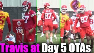 Travis Kelce lively chat with Pat on Day 6 of Phase 3 OTAs, Thursday