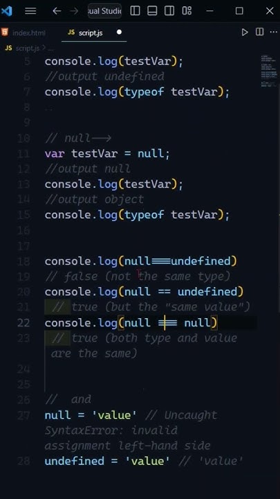 null vs undefined ☺️#javascript #html #programming #css #coding #js ...