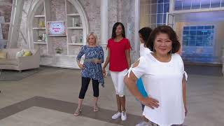 Women with Control Curved Hem T-Shirt w/ Tie Sleeve Detail on QVC