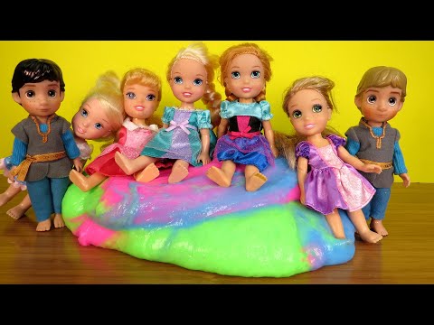 Dreaming ! Elsa and Anna toddlers - big slime - school