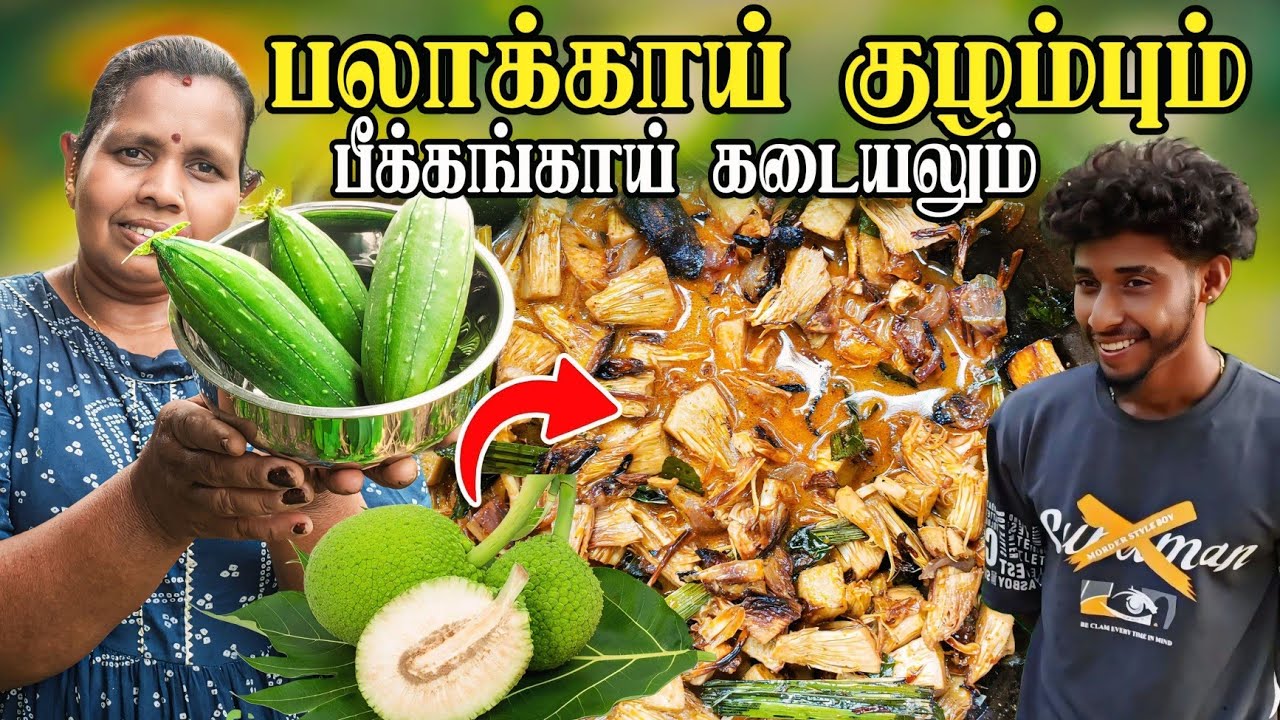 பலாக்காய் குழம்பும் கொடியில்  பறித்த பீக்கங்காய் கடையிலும் 😛 |யாருக்கு பிடிக்கும்  |Voice of Anushan
