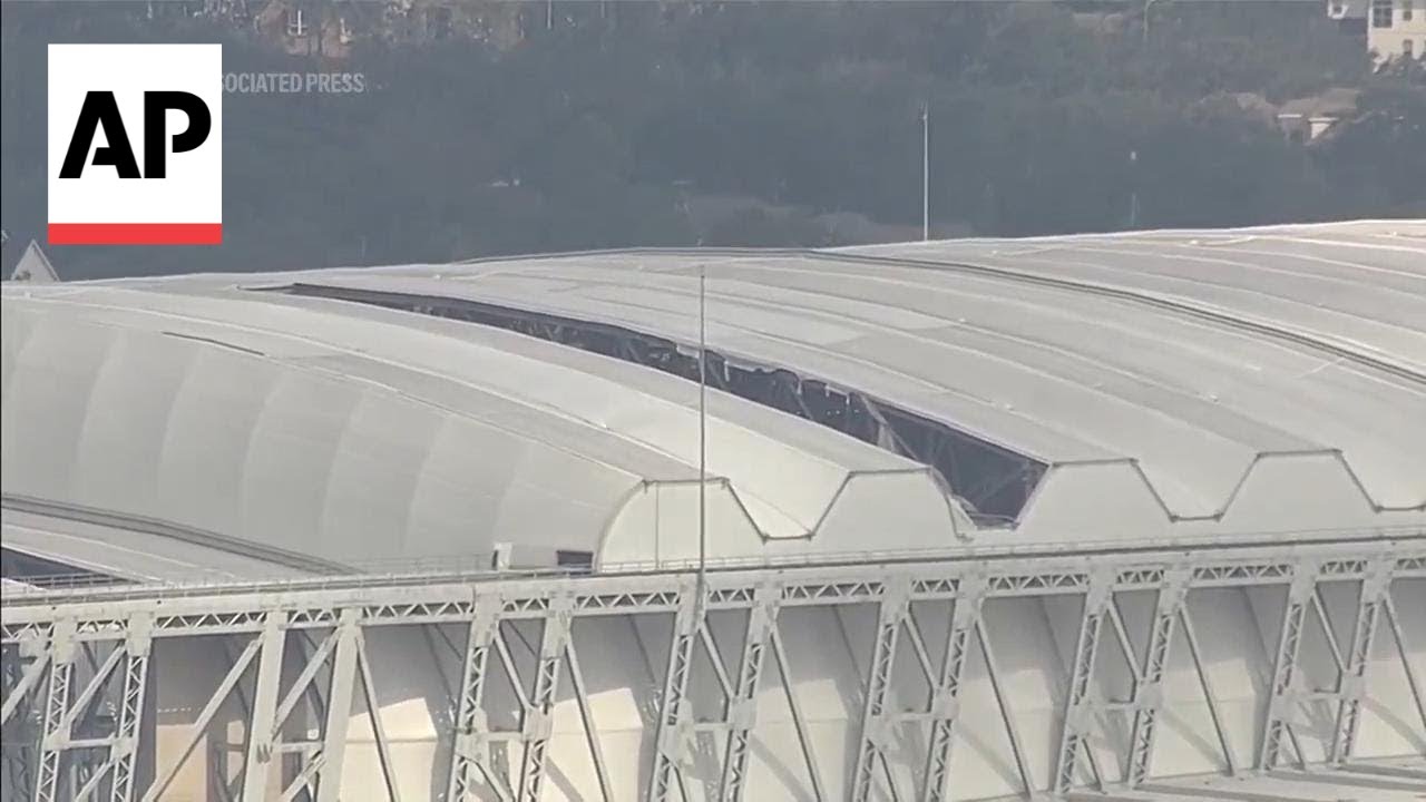 Aerial video shows damage on NRG Stadium in Houston after Beryl