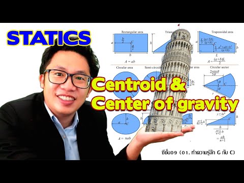 เซนทรอยด์ Centroid ในวิชา Statics กลศาสตร์วิศวกรรม การหาจุดศูนย์กลางมวล จุดศูนย์ถ่วง