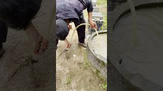 Outdoor cement pool water pumping, hose operation demo, easy to learn!