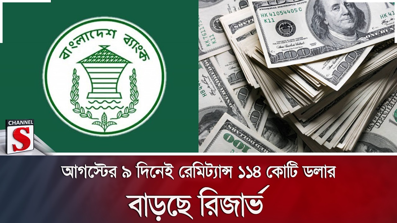 আগস্টের ৯ দিনেই রেমিট্যান্স ১১৪ কোটি ডলার; বাড়ছে রিজার্ভ | Remittance | Reserve | Channel S News