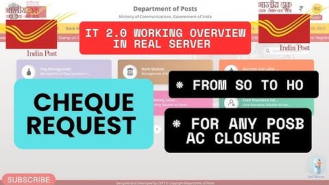 How to Send Cheque Request from SO to HO in IT 2.0 | India Post Training #apt #postoffice #dak_sewa 