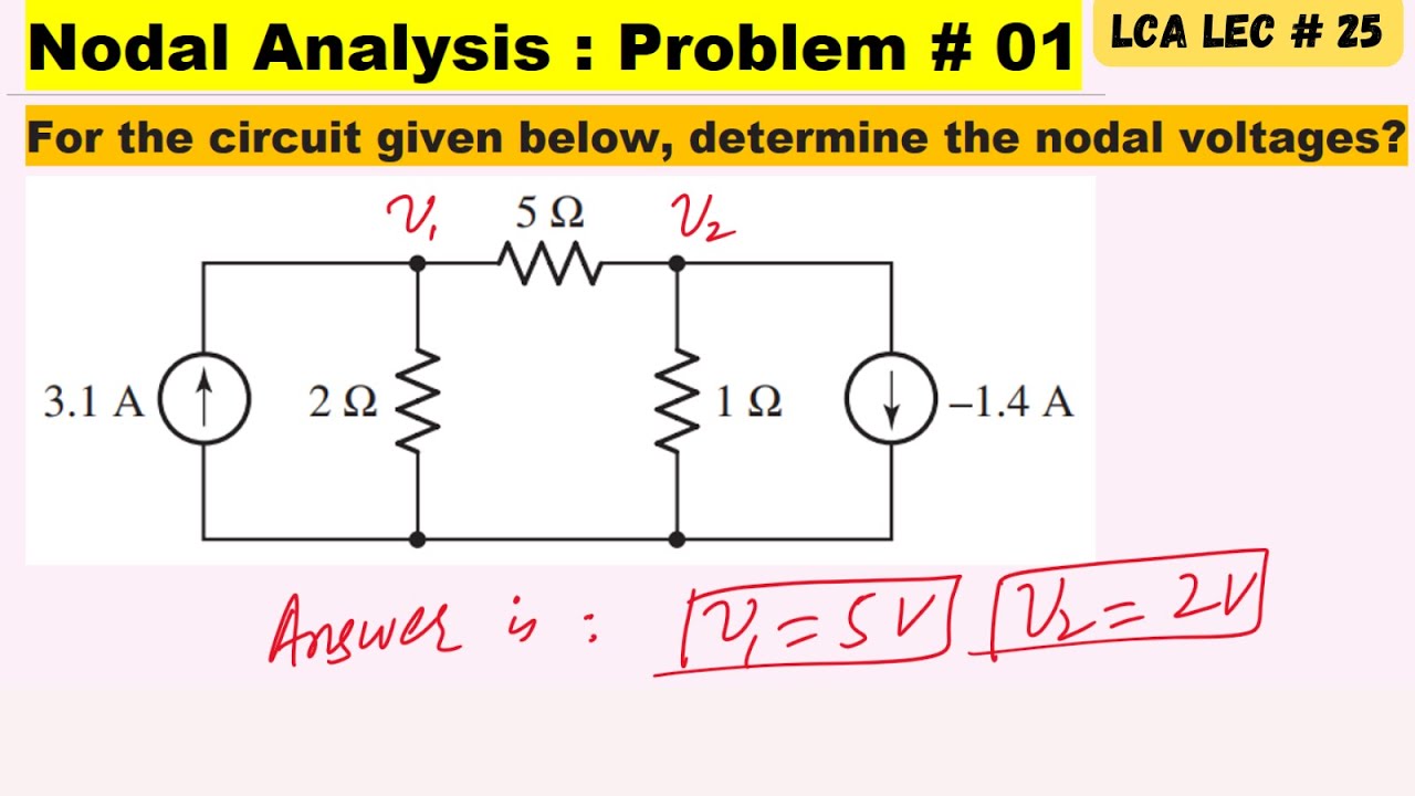 Node Analysis Problems LCA Lec 25 | Nodal Analysis | Problem 01 | Determine the Nodal Voltages ...