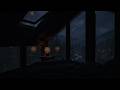 Heavy Rain on Rustic Cabin Skylight (NO ADS) | Dark Screen for Deep Sleep | 10H