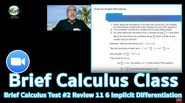 MAT210  Brief Calculus Test #2 Review 11 6 Implicit Differentiation