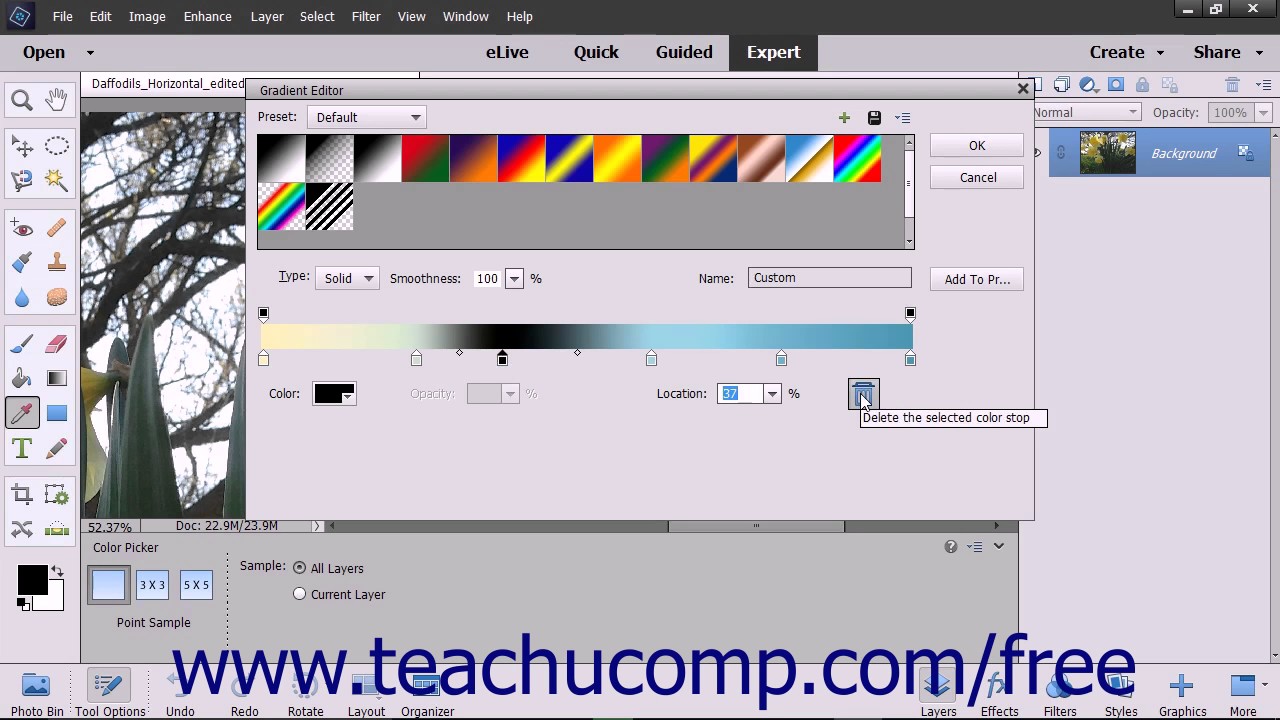 Photoshop Elements 15 Tutorial Using the Gradient Editor Adobe Training ...