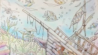 The Ocean | Romantic Country  The Second Tale 　ロマンティック・カントリーからモーリス海を水彩色鉛筆とパステルでぬりました。